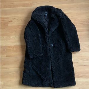 Urban Outfitters Black Fluffy Teddy Coat